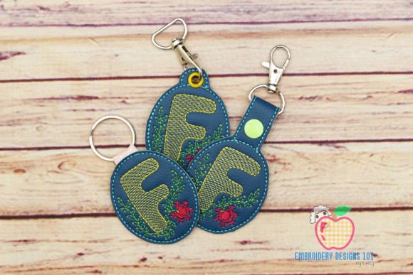 Letter F with Floral Design ITH KeyFob Review