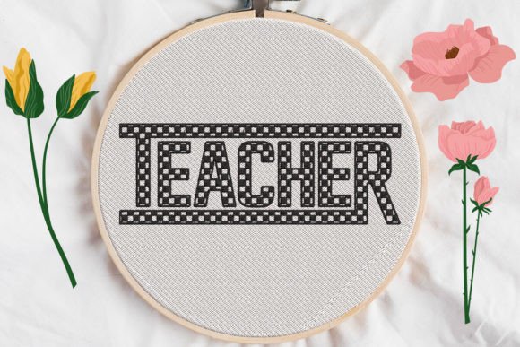 Teacher Sign Checkered Print Embroidery Review